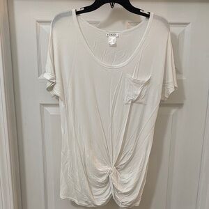 VENUS White Short-Sleeve Knot Pocket Tee